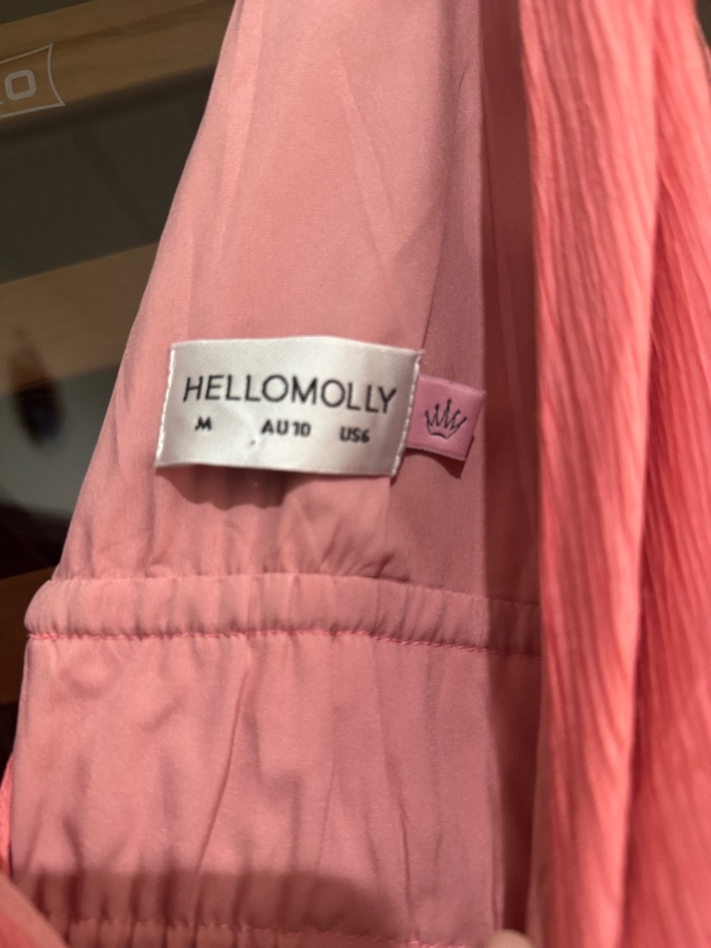 Hello Molly Pink Maxi Dress Size M Coral Tie Front Slit - Picture 4 of 5
